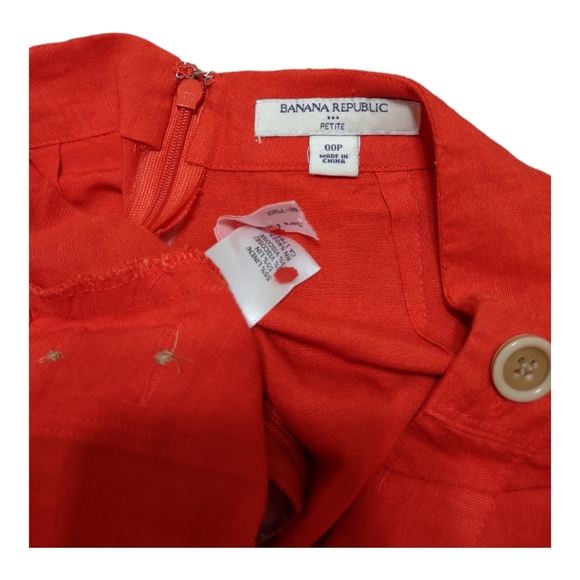 Banana Republic 00P Orange Sailor Pocket Linen Mini Skirt Nautical Button Detail - Picture 4 of 11